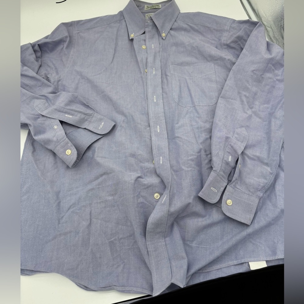LL Bean‎ men’s long sleeve blue button on dress shirt sz 16